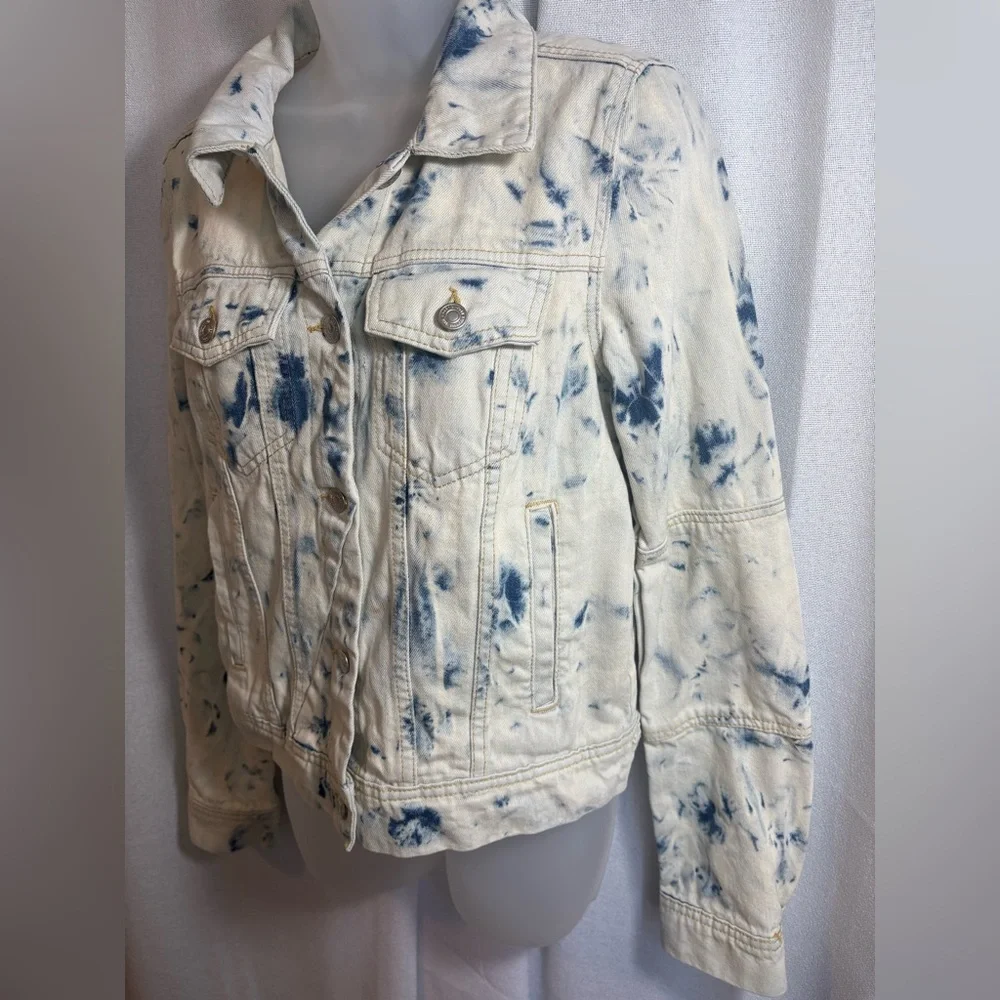 FREE People Rumors Denim Jacket in Jones Tie Dye Blue Size Small EEUC 0436 - Picture 7 of 15